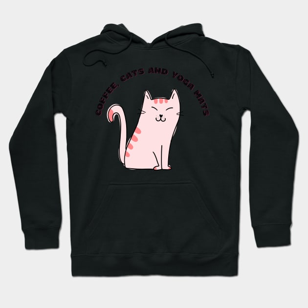 Coffee cats and yoga mats funny yoga and cat drawing Hoodie by Red Yoga